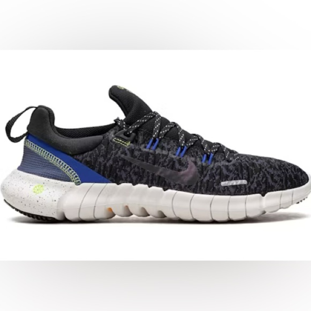 Nike Free Run 5.0 Next Nature Black Hyper Royal Sneakers Size 12.5